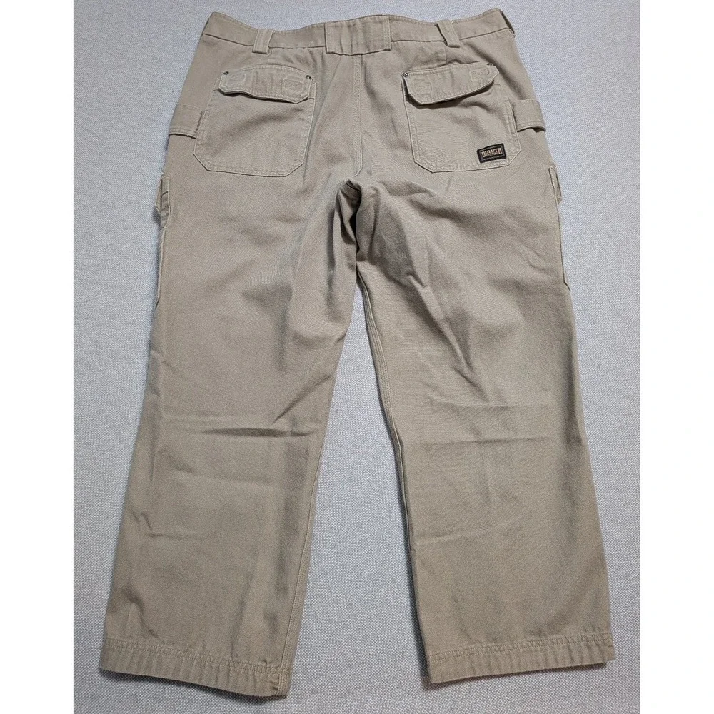 Duluth Trading Men's Khaki 44x30 Relaxed Fit Cargo Work Pants Canvas Workwear